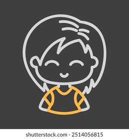 Beautiful young woman with short hair vector on dark background icon. Avatar character portrait signs. Graph symbol for your web site design, logo, app, UI