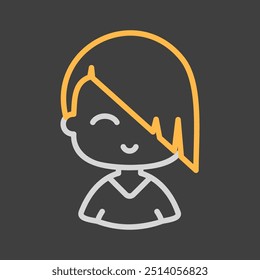 Beautiful young woman with short hair vector on dark background icon. Avatar character portrait signs. Graph symbol for your web site design, logo, app, UI