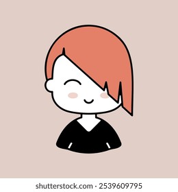 Beautiful young woman with short hair vector icon. Avatar character portrait signs. Graph symbol for your web site design, logo, app, UI