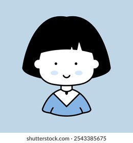 Beautiful young woman with short hair vector icon. Avatar character portrait signs. Graph symbol for your web site design, logo, app, UI