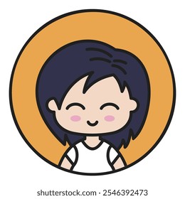 Beautiful young woman with short hair vector icon. Avatar character portrait signs. Graph symbol for your web site design, logo, app, UI