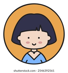 Beautiful young woman with short hair vector icon. Avatar character portrait signs. Graph symbol for your web site design, logo, app, UI