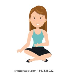 beautiful and young woman sitting character
