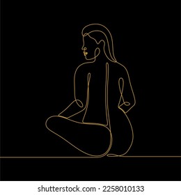 beautiful young woman sitting style continuous drawing single line art.