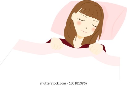 Beautiful young woman is sleeping.