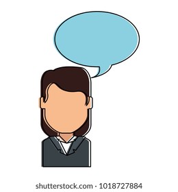 beautiful and young woman with speech bubble character