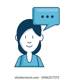 beautiful and young woman with speech bubble character