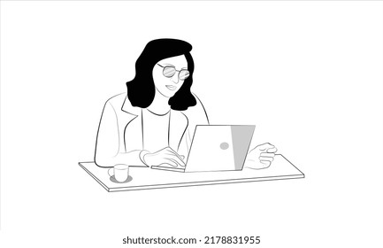 Beautiful young woman using laptop. working on laptop computer at office.