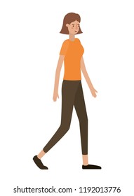 beautiful and young woman walking character