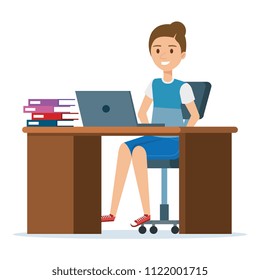 beautiful and young woman in the workplace character