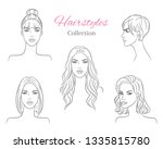 Beautiful young women with fashion trendy hairstyles.  Fashion models with  beautiful hair, vector sketch illustration.