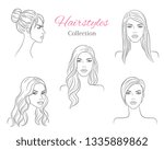 Beautiful young women with fashion trendy hairstyles.  Fashion models with  beautiful hair, vector sketch illustration.
