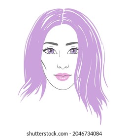 Beautiful young women with long hair, sketch, fashion hand drawn vector illustration.