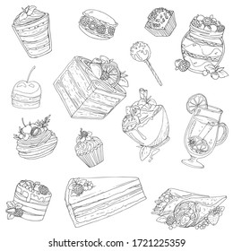 beautiful yummy sweet desserts for all tastes , vector EPS 10