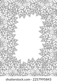 Beautiful Zentangle Doodle Floral Borders set for print on product or adult coloring book, coloring page. Vector illustration. Seamless background in vector with doodles, flowers, and paisley.
