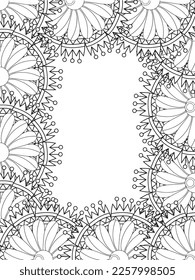Beautiful Zentangle Doodle Floral Borders set for print on product or adult coloring book, coloring page. Vector illustration. Seamless background in vector with doodles, flowers, and paisley.