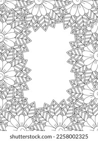 Beautiful Zentangle Doodle Floral Borders set for print on product or adult coloring book, coloring page. Vector illustration. Seamless background in vector with doodles, flowers, and paisley.