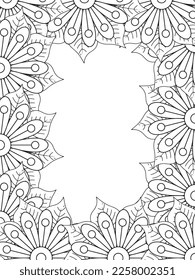 Beautiful Zentangle Doodle Floral Borders set for print on product or adult coloring book, coloring page. Vector illustration. Seamless background in vector with doodles, flowers, and paisley.