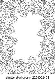 Beautiful Zentangle Doodle Floral Borders set for print on product or adult coloring book, coloring page. Vector illustration. Seamless background in vector with doodles, flowers, and paisley.