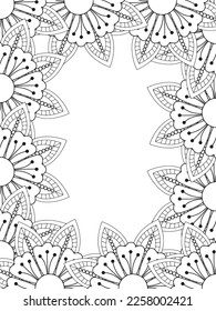 Beautiful Zentangle Doodle Floral Borders set for print on product or adult coloring book, coloring page. Vector illustration. Seamless background in vector with doodles, flowers, and paisley.