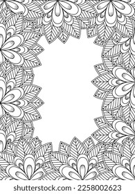 Beautiful Zentangle Doodle Floral Borders set for print on product or adult coloring book, coloring page. Vector illustration. Seamless background in vector with doodles, flowers, and paisley.
