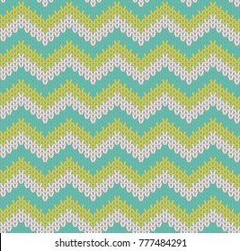 Beautiful zig-zag seamless vector pattern, imitating knitted fabric