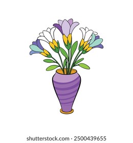 beautiful-freesia-in-vase-on-white-background, this is a editable file.