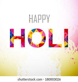 Beautifuli Holi text colorful festival background vector