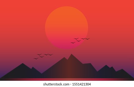beautifull background sunset vector illustration