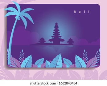 Beautifull Bali Tropical Island Vector Illustration, Indonesian Island Illustration