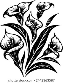 Beautifull Calla lily flower in black and white. Vector illustration for decoration and other needs