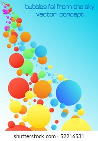 beautifull color bubbles fall from the sky concept