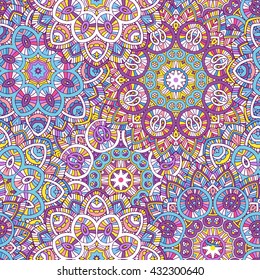 beautifull colored mandala seamless pattern, indian paisley motifs,, vector illustration
