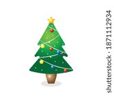 Beautifull Cute Christmas Tree Vector Illustration