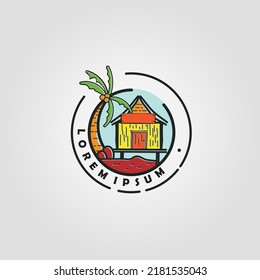 beautifull design about palm house and beach vector