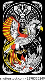 beautifull eagle on the branch fully vector and editable 