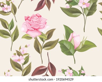 Beautifull Floral Seamless Pattern Template Design For Textile, Fashion or Wallpaper