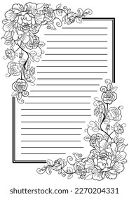 Beautifull flower diary design isolated on white background. Vector diary design illustration. 