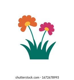 beautifull flower garden spring flat style vector illustration design