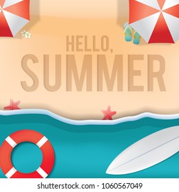 Beautifull Hello Summer and Wave