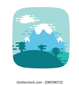 Beautifull landscape drawing flat design 