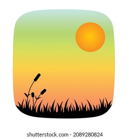 Beautifull landscape drawing flat design 