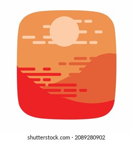 Beautifull landscape drawing flat design 