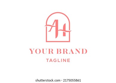 Beautifull lettering A and H with bohemian monogram logo design style, feminine looks. Very suitable for personal, realtor, bride and grooms logo design