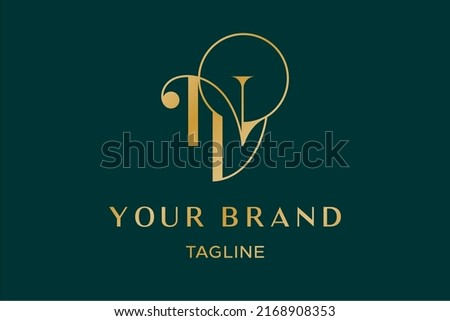 Beautifull lettering N and V monogram logo with bohemian design style, feminine looks. Very suitable for personal, realtor, bride and grooms logo design Imagine de stoc © 