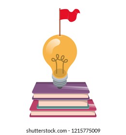 beautifull light bulb with books isolated icon