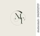 beautifull monogram initial elegant line concept MT feminine wedding style letter