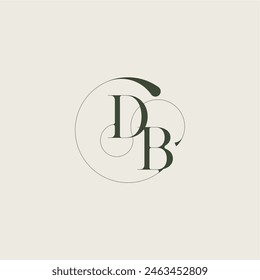 beautifull monogram initial elegant line concept DB feminine wedding style letter
