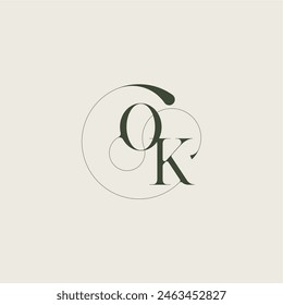 beautifull monogram initial elegant line concept OK feminine wedding style letter