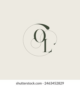 beautifull monogram initial elegant line concept OL feminine wedding style letter